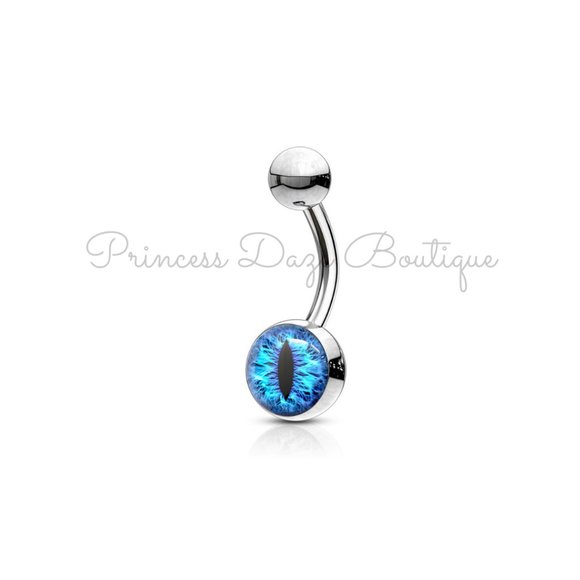 Blue Snake Eye Belly Button Ring - Picture 1 of 2